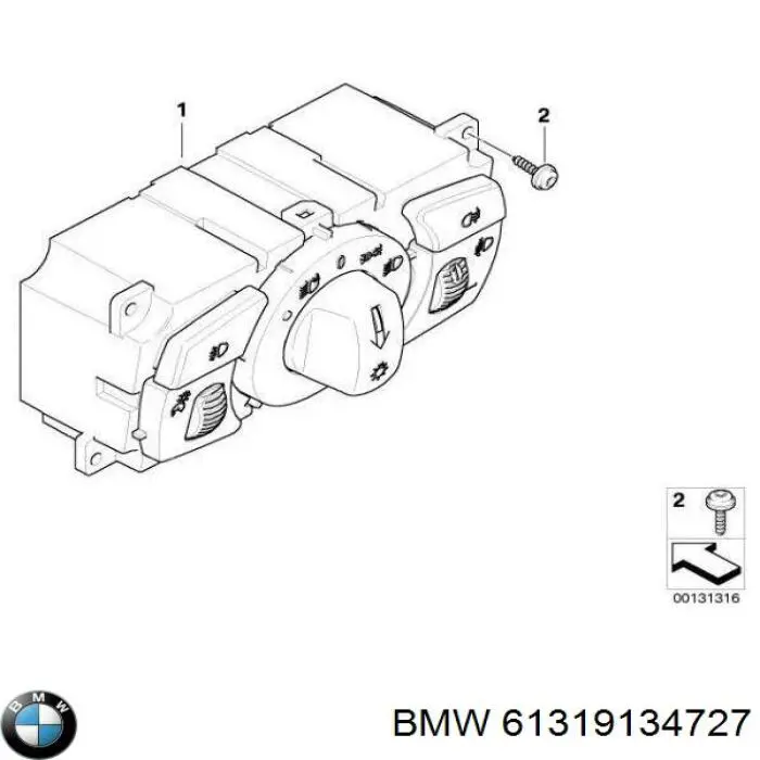 61319134727 BMW Comutador das luzes no "painel de instrumentos"