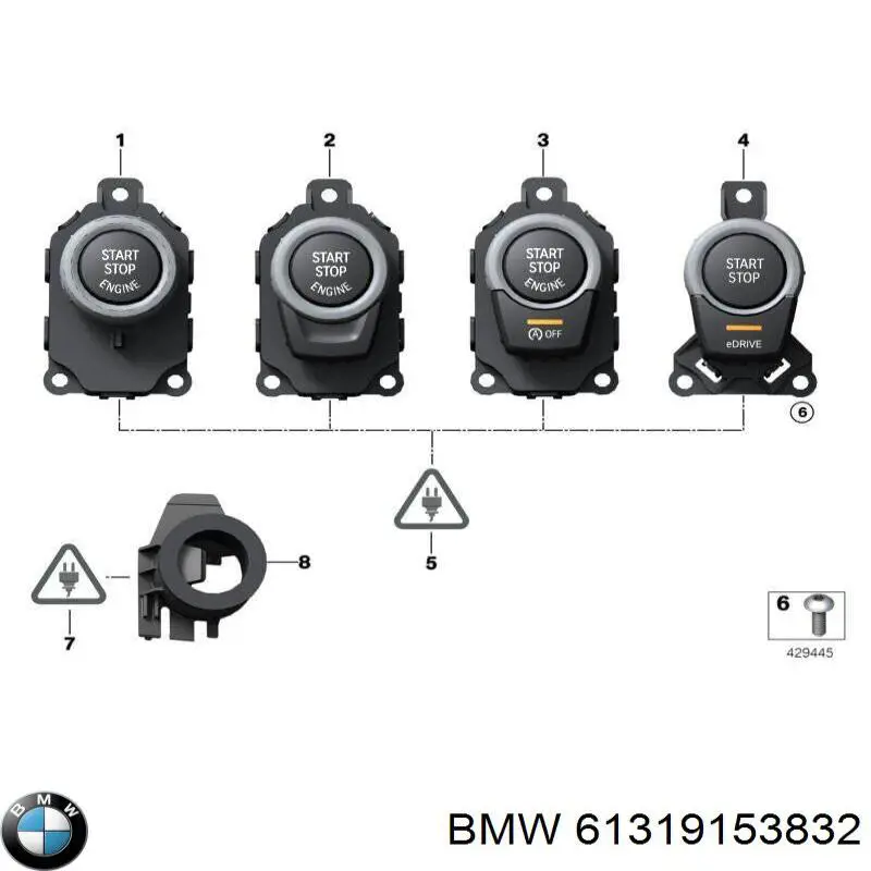 61319153832 BMW Botão de arranco de motor