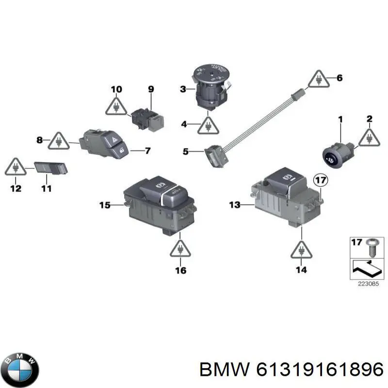61319161896 BMW Botão de ativação do sinal de emergência