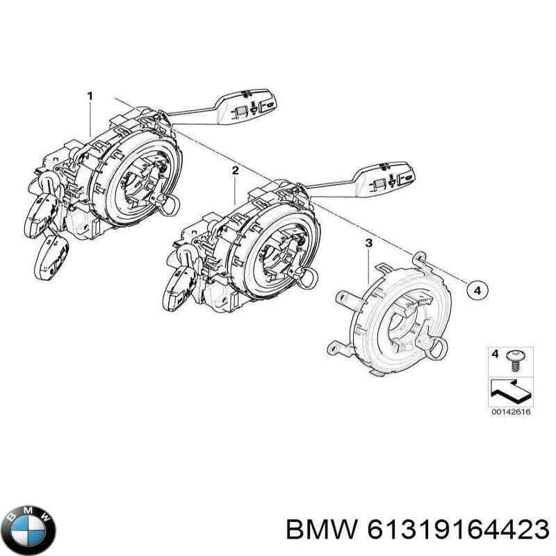 61319164423 BMW Comutador instalado na coluna da direção, montado