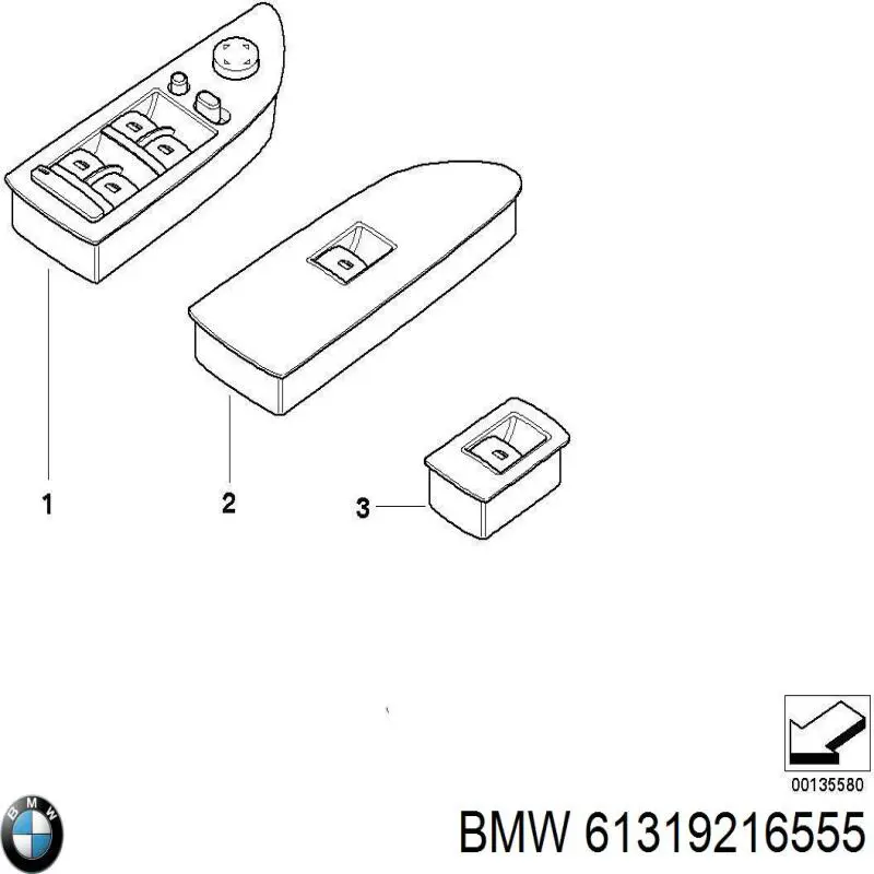 61319216555 BMW Unidade de botões dianteira esquerda de controlo de elevador de vidro