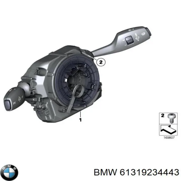 61319234443 BMW Comutador instalado na coluna da direção, montado