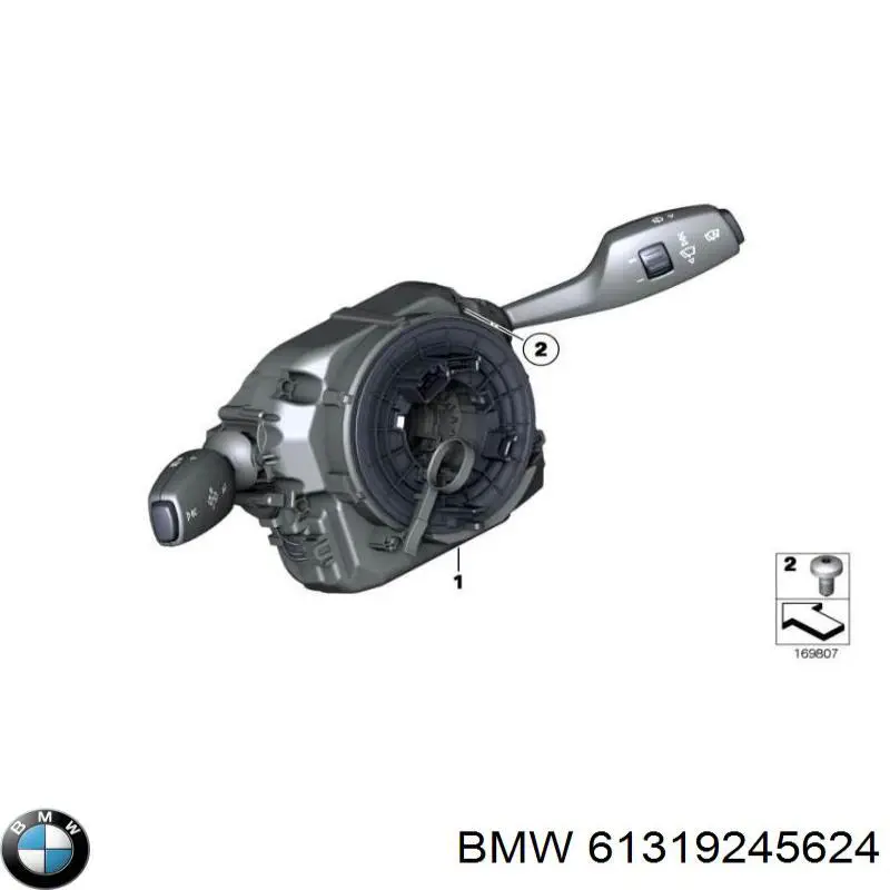61319245624 BMW Comutador instalado na coluna da direção, montado