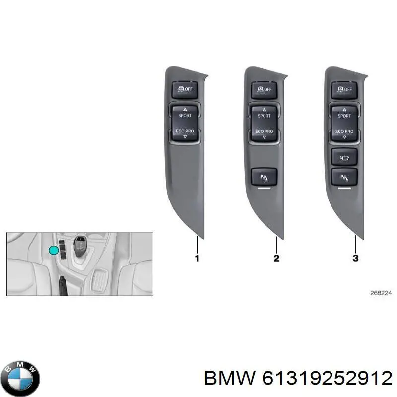 61319252912 BMW Bloco de botões do console central