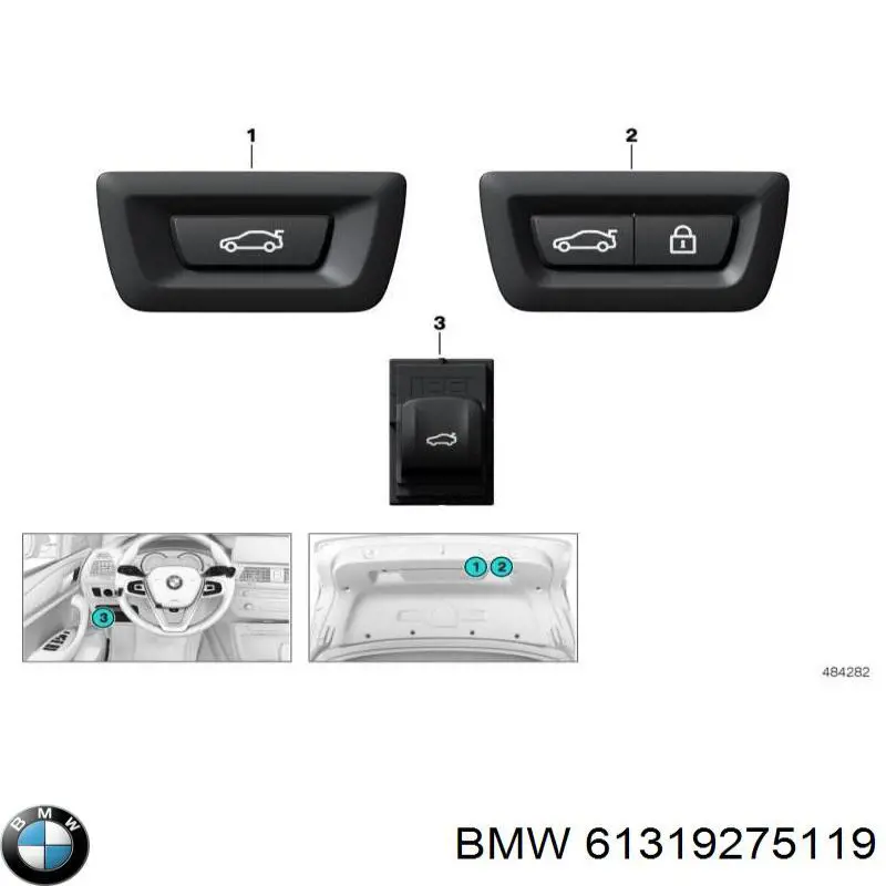 61319275119 BMW Puxador externo de tampa de porta-malas (de 3ª/5ª porta traseira)