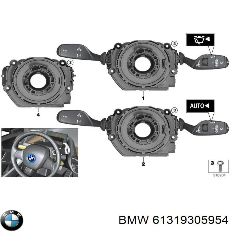 61319305954 BMW Anel AIRBAG de contato, cabo plano do volante