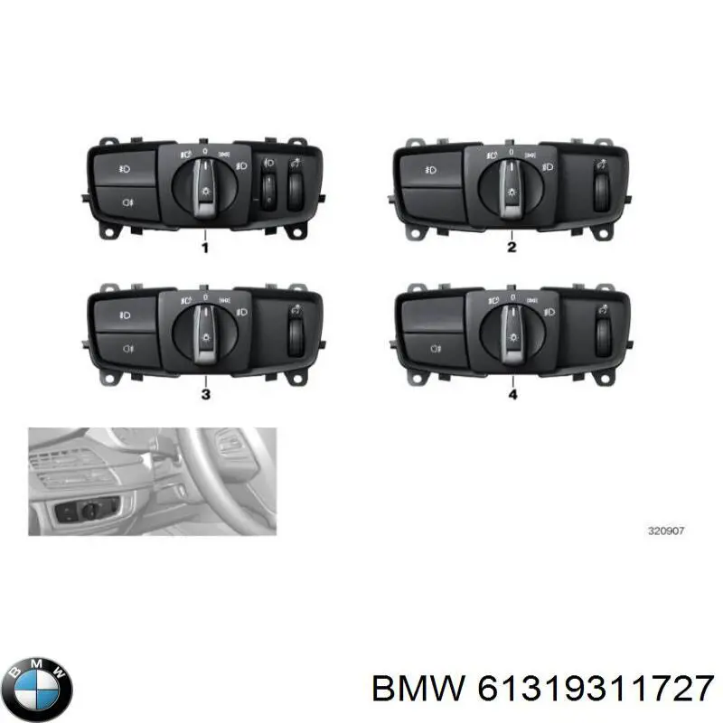 Compre 61315A254A1 BMW Comutador das luzes no "painel de instrumentos"