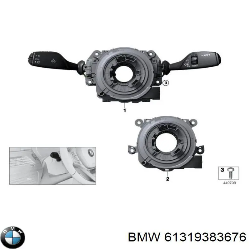 61319383676 BMW Anel AIRBAG de contato, cabo plano do volante