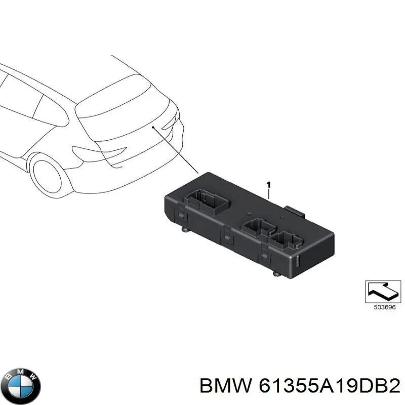 61355A19DB2 BMW Módulo de direção (Centralina eletrônica) de abertura de tampa de porta-malas (de 3ª/5ª porta traseira)