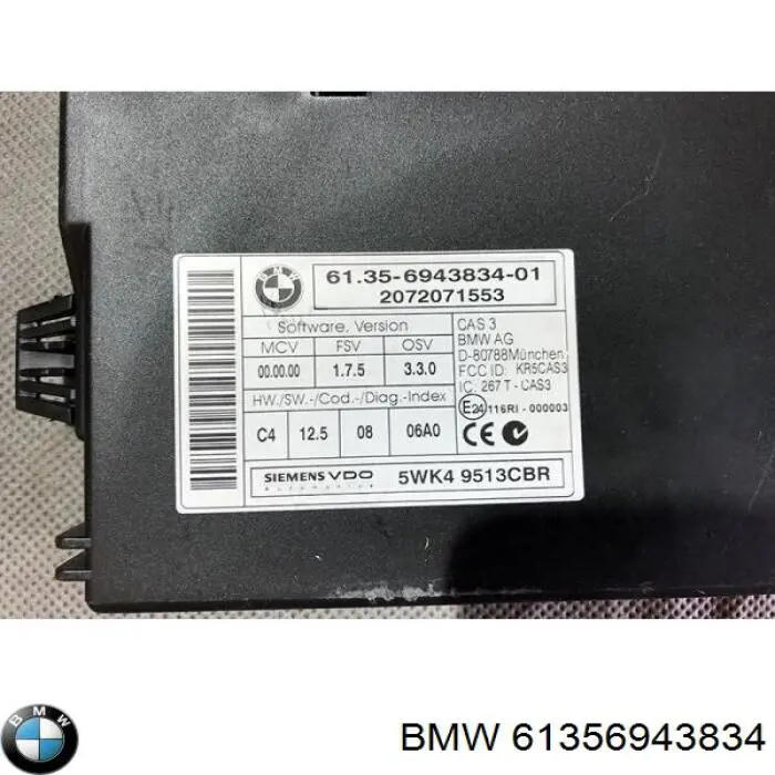 Módulo de direção (Centralina eletrônica) de imobilizador 6943834 BMW