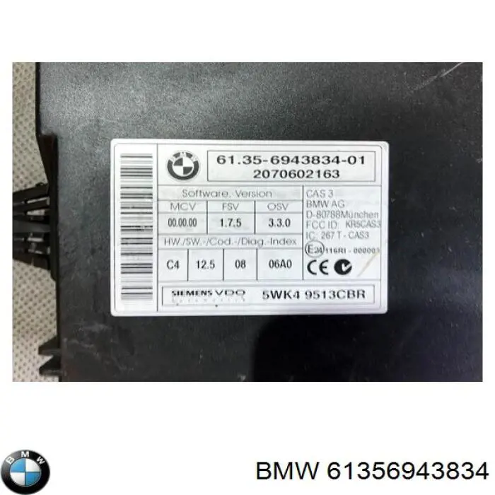 61356943830 BMW Módulo de direção (Centralina eletrônica) de imobilizador