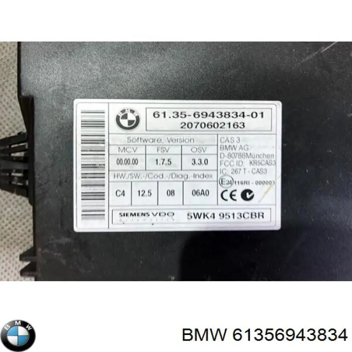 Módulo de direção (Centralina eletrônica) de imobilizador 61356943830 BMW