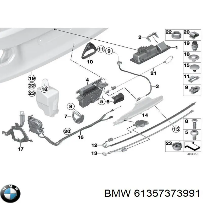 61357373991 BMW Sensor de abertura de tampa de porta-malas/da porta traseira (de tampa de alcapão)