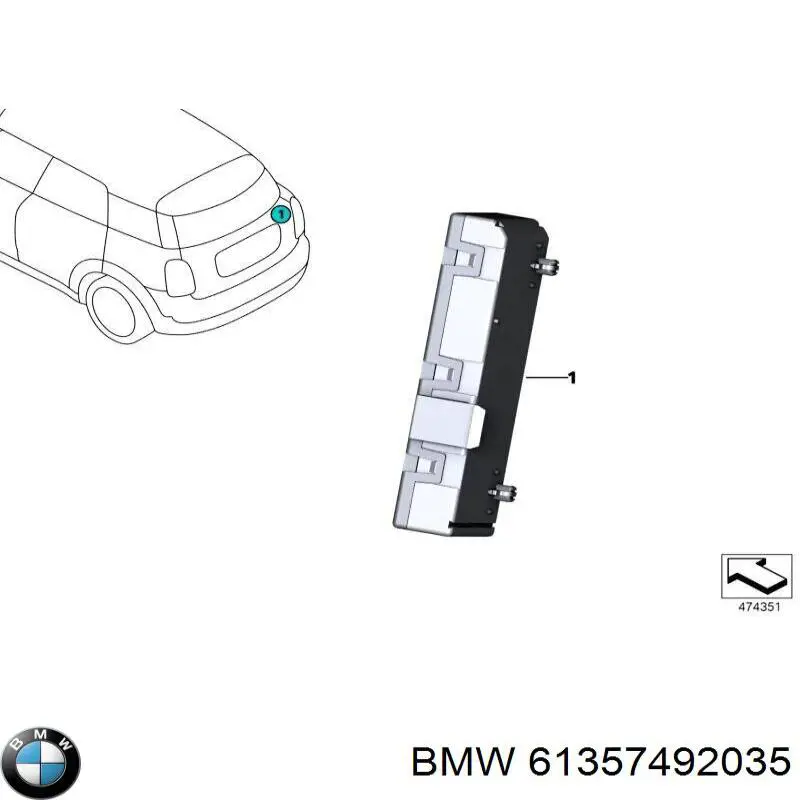 61357492035 BMW Módulo de direção (Centralina eletrônica) de abertura de tampa de porta-malas (de 3ª/5ª porta traseira)