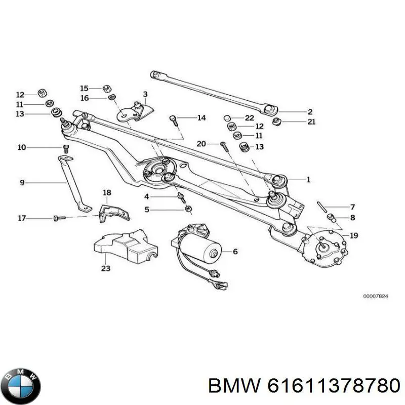  Trapézio de limpador pára-brisas BMW 7 sedan (E32) (1986 - 1994) 
