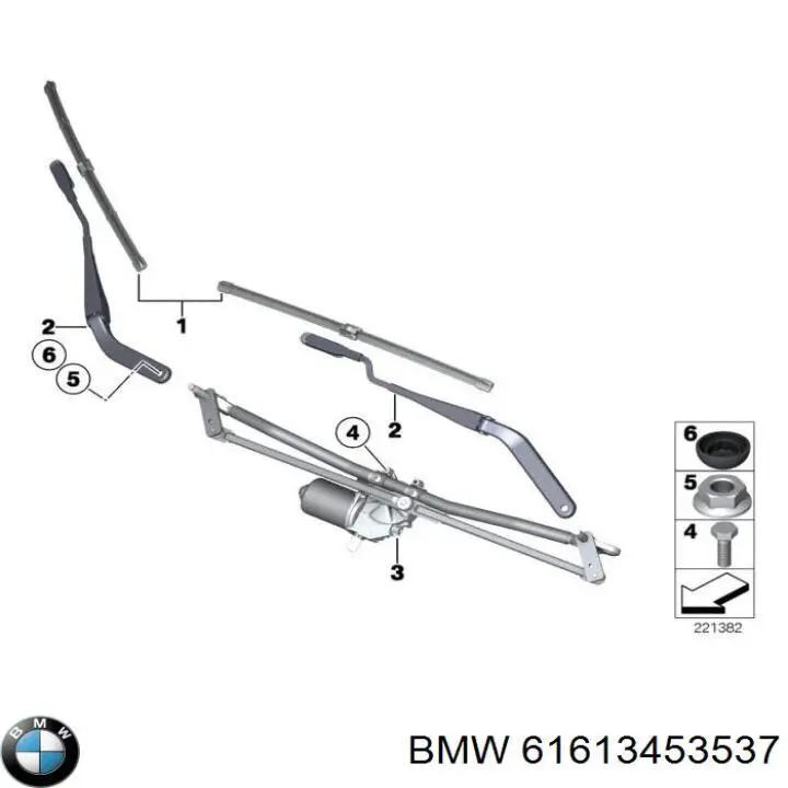 61613453537 BMW Braço de limpa-pára-brisas do pára-brisas