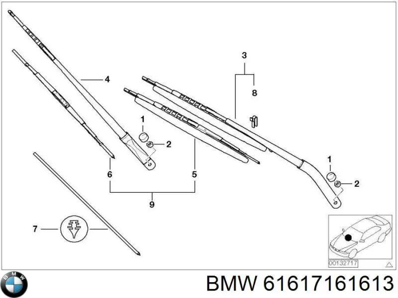61617161613 BMW Limpa-pára-brisas do pára-brisas de condutor
