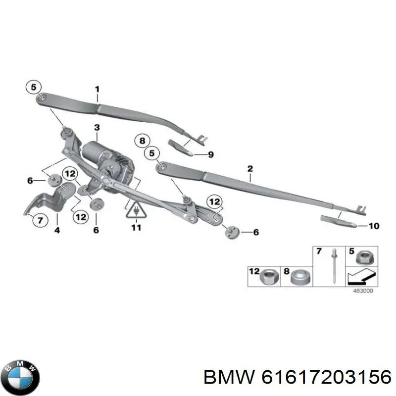 Braço de limpa-pára-brisas do pára-brisas BMW 5  F10