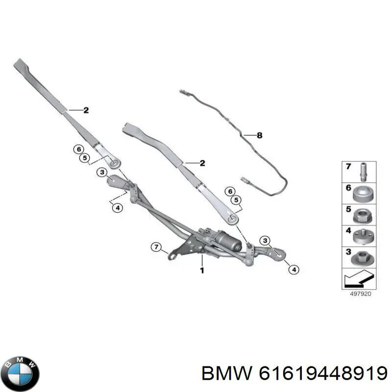 61619448919 BMW Braço de limpa-pára-brisas do pára-brisas