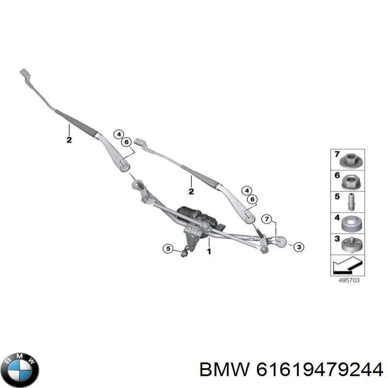 61619479244 BMW Braço de limpa-pára-brisas do pára-brisas