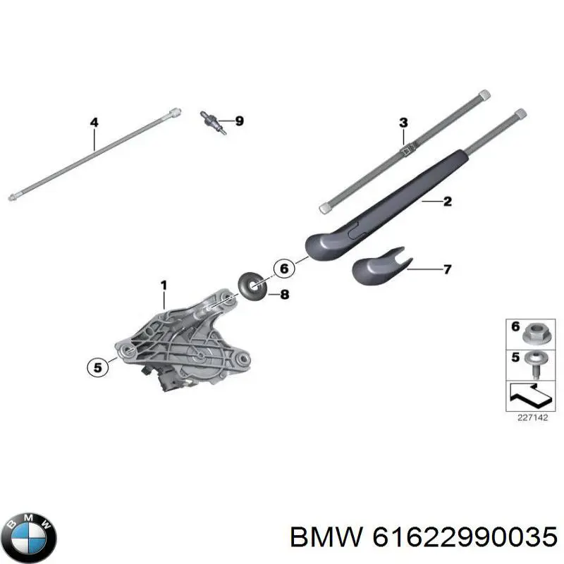 Compre 61622990035 BMW Limpa-pára-brisas de vidro traseiro
