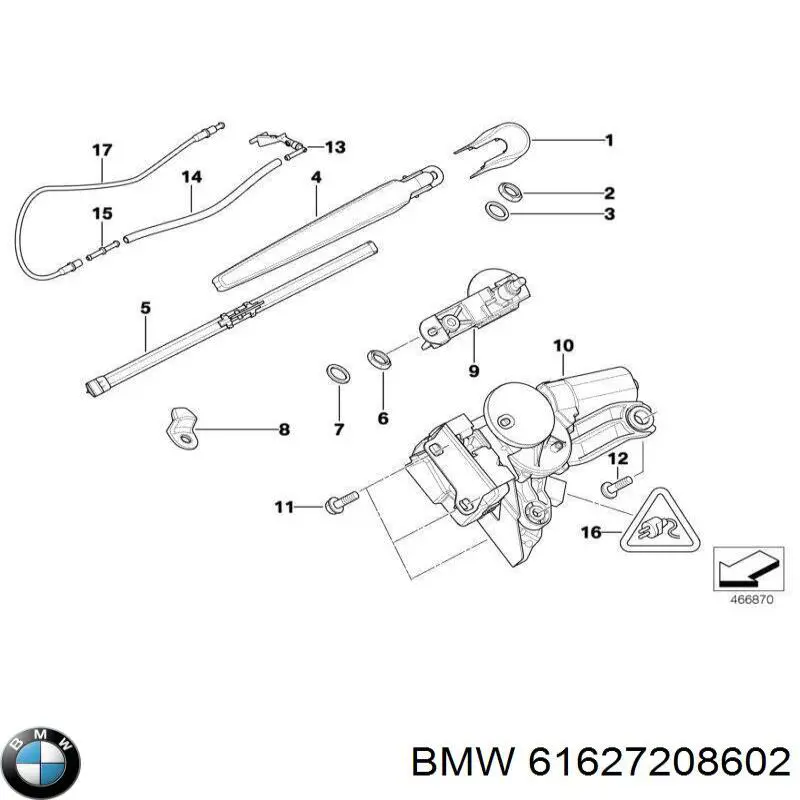 61627208602 BMW Motor de limpador pára-brisas de vidro traseiro