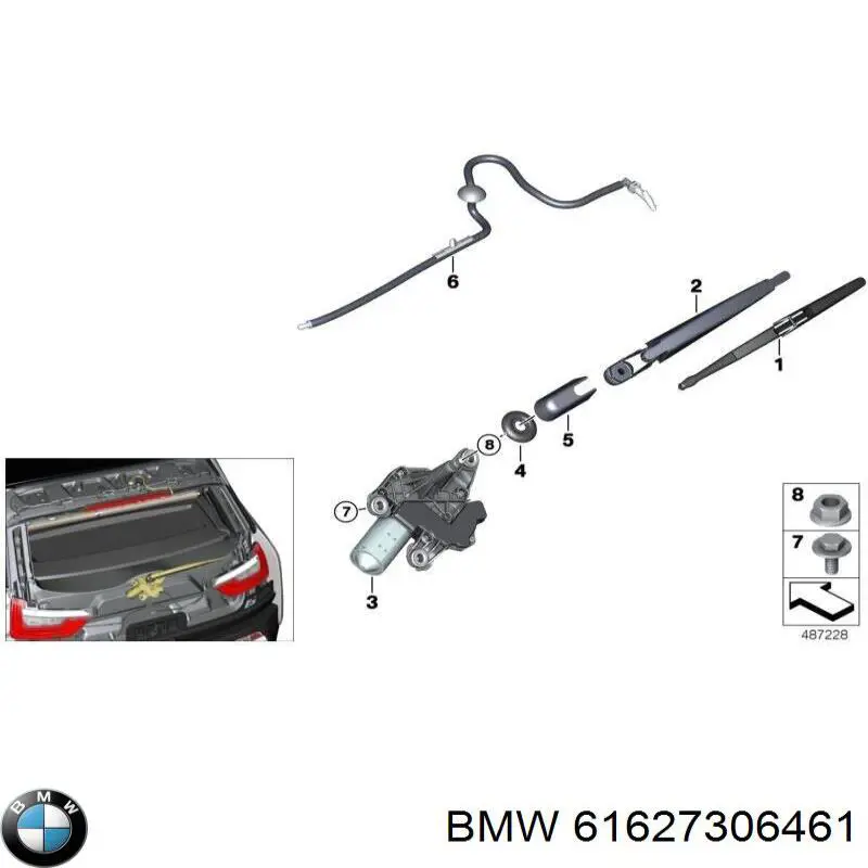 61627306461 BMW Limpa-pára-brisas de vidro traseiro