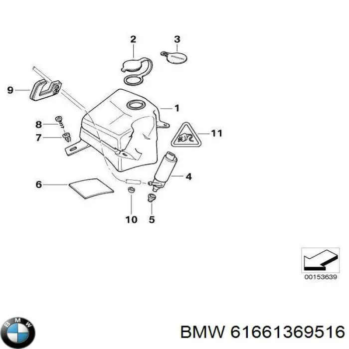 61661369516 BMW Tampa de tanque de fluido para lavador