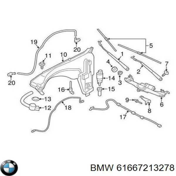 61667213278 BMW Gargalo do tanque de fluido para lavador