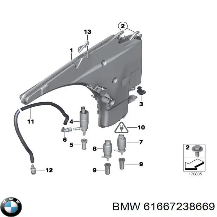 61667124232 BMW Tanque de fluido para lavador de vidro