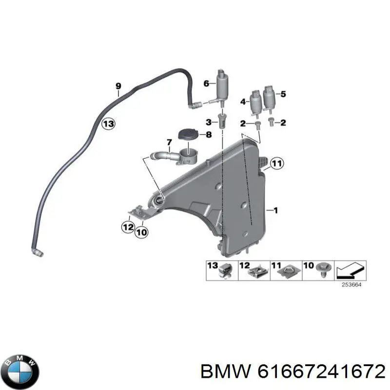 Tanque de fluido para lavador de vidro BMW 61667241672 preço, a partir de 98,75 USD