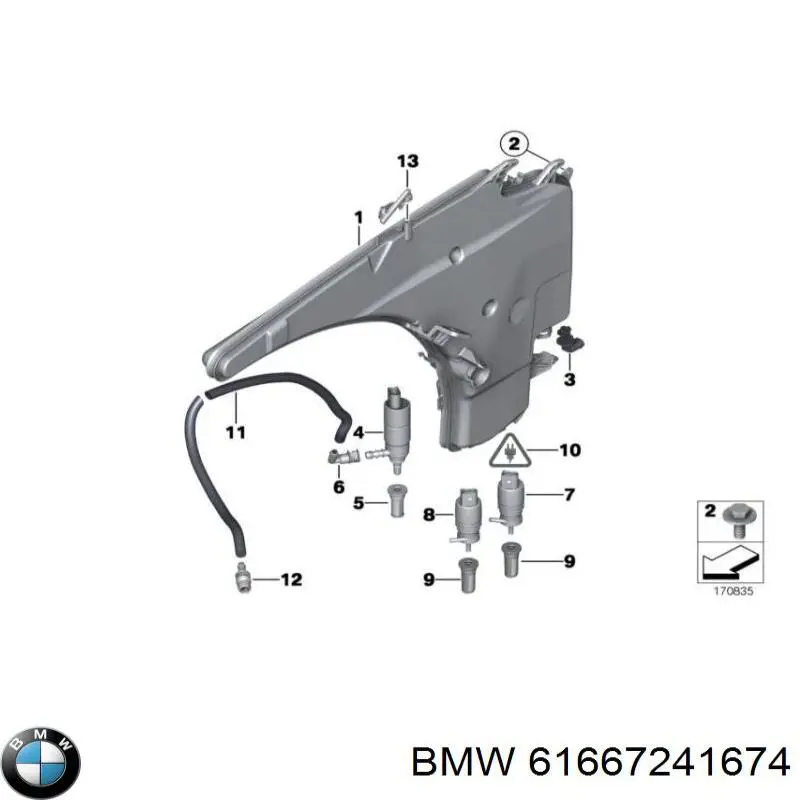 Tanque de fluido para lavador de vidro para BMW 1  F20