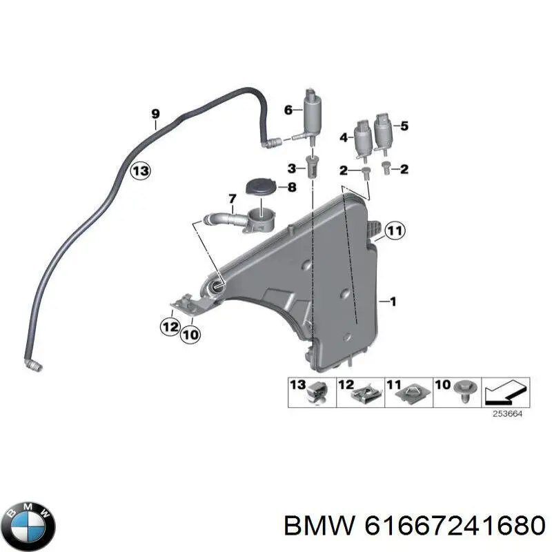 61667241680 BMW Tanque de fluido para lavador de vidro