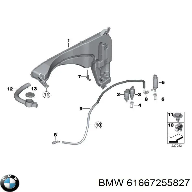 61667255827 BMW Tanque de fluido para lavador de vidro