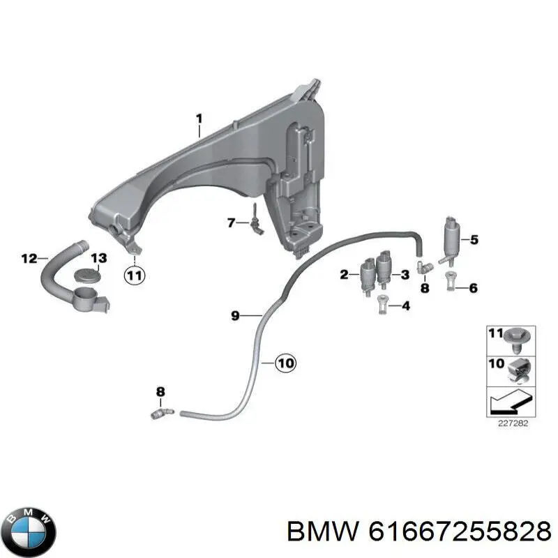 61667255828 BMW Tanque de fluido para lavador de vidro