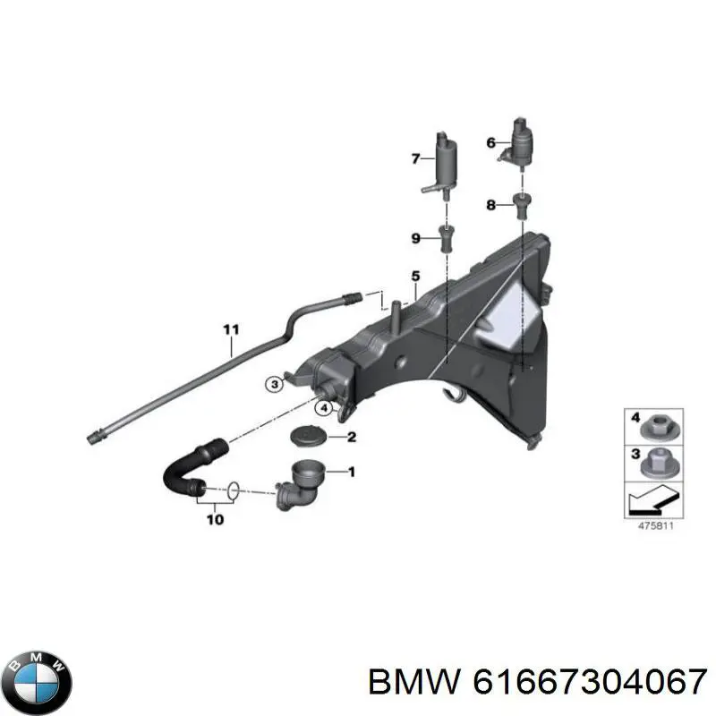 61667304067 BMW Tanque de fluido para lavador de vidro