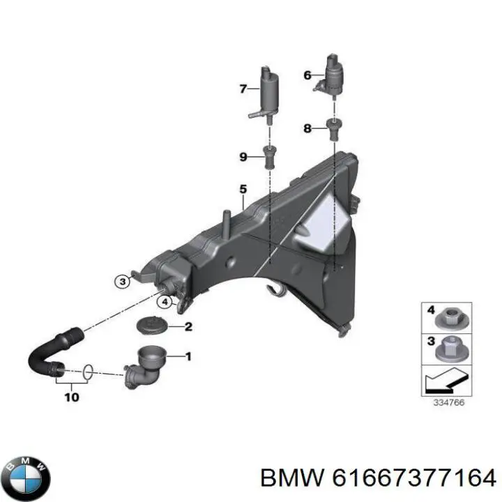 61667377164 BMW Gargalo do tanque de fluido para lavador