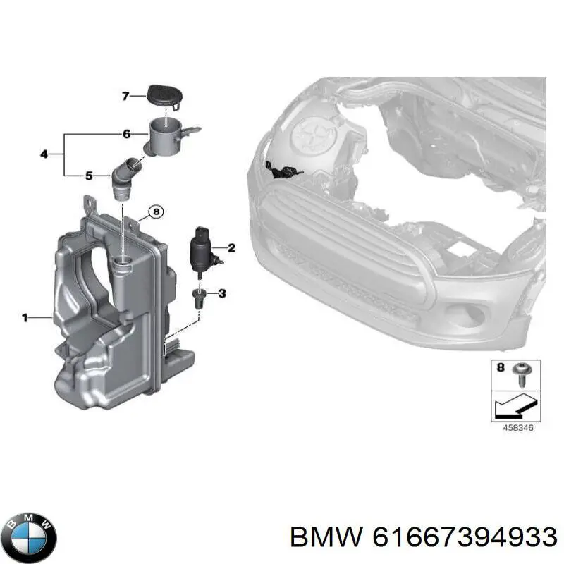 61667394933 BMW Tanque de fluido para lavador de vidro