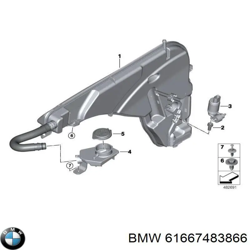 61667483866 BMW Tanque de fluido para lavador de vidro