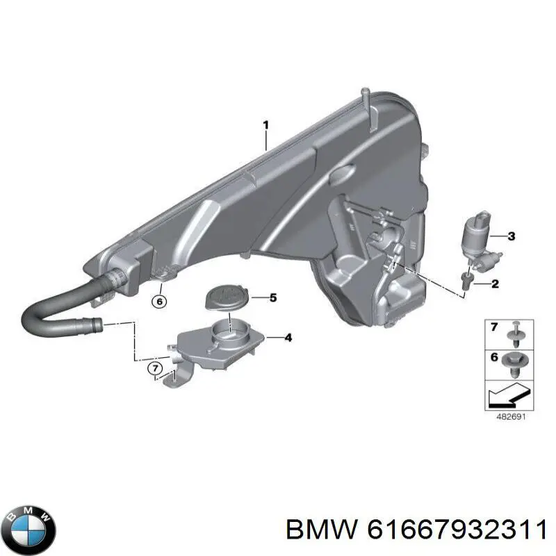 61667932311 BMW Tanque de fluido para lavador de vidro