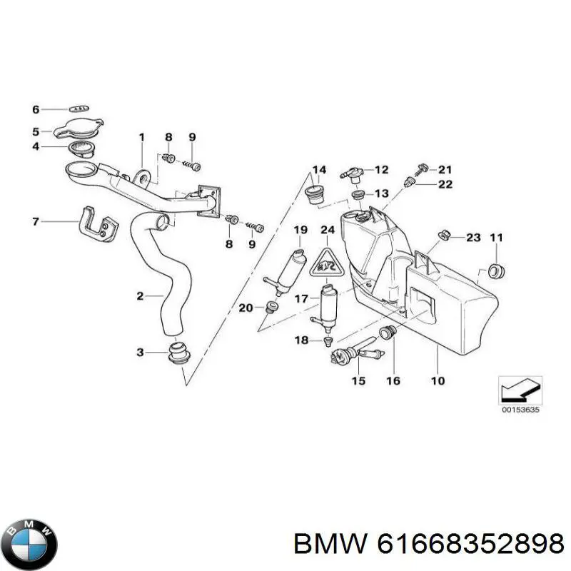 Tanque de fluido para lavador de vidro BMW 7  E38