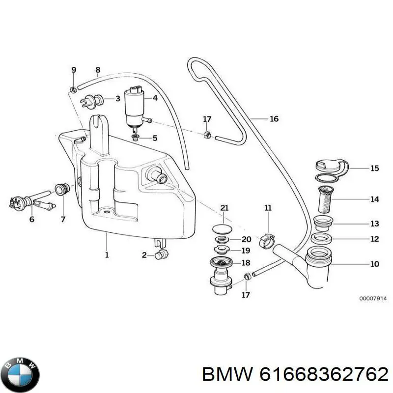 Compre 61668362762 BMW Mangueira de fluido para lavador de pára-brisas