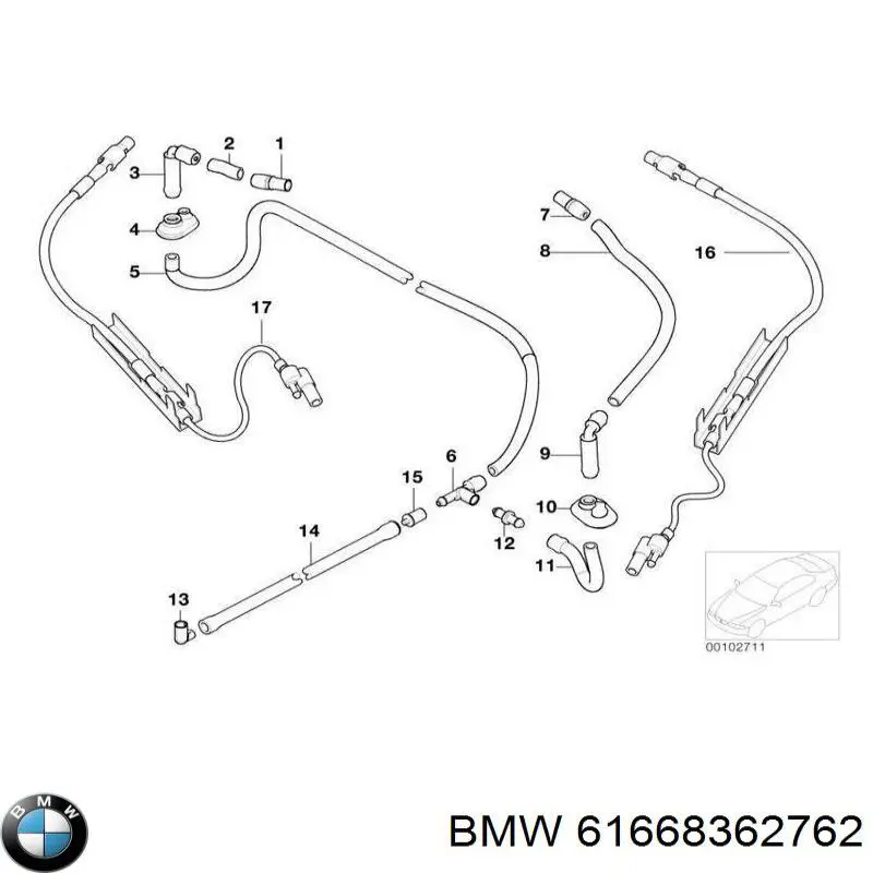 Mangueira de fluido para lavador de pára-brisas BMW 61668362762 preço, a partir de 21,07 USD