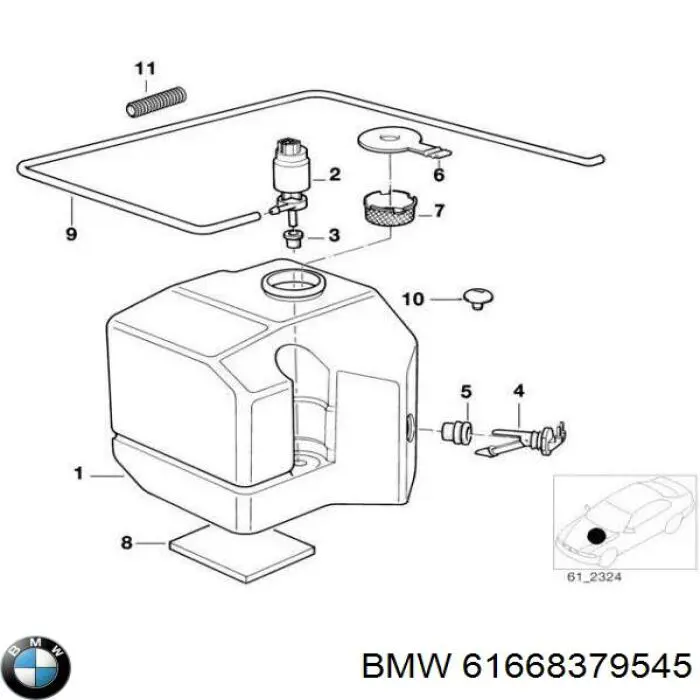 Compre 61668379545 BMW Tanque de fluido para lavador de vidro