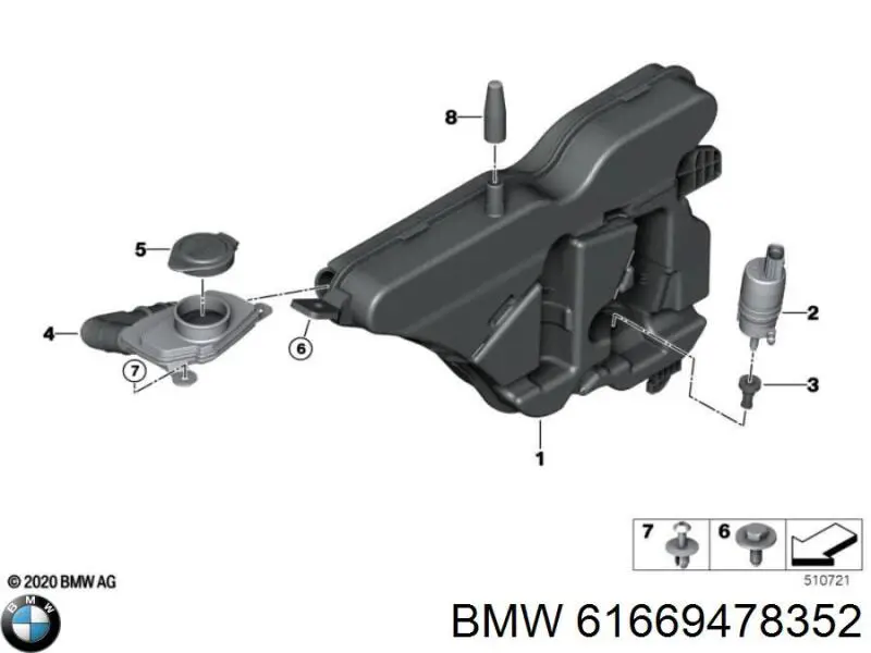 61669478352 BMW Tanque de fluido para lavador de vidro