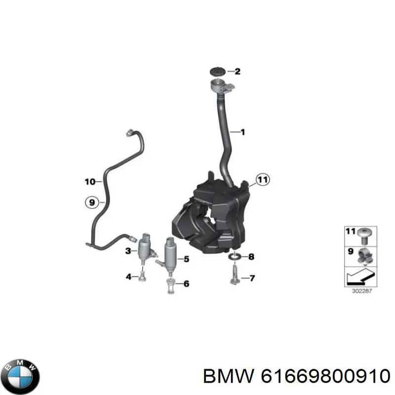 61669800910 BMW Tanque de fluido para lavador de vidro
