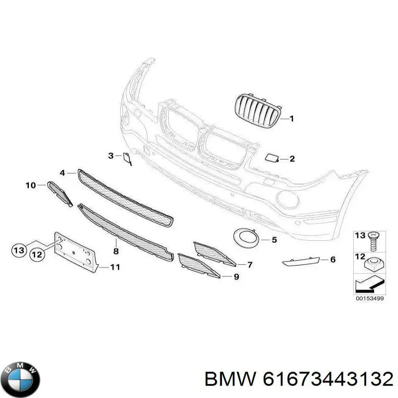61673443132 BMW Placa sobreposta do injetor de fluido para lavador da luz dianteira