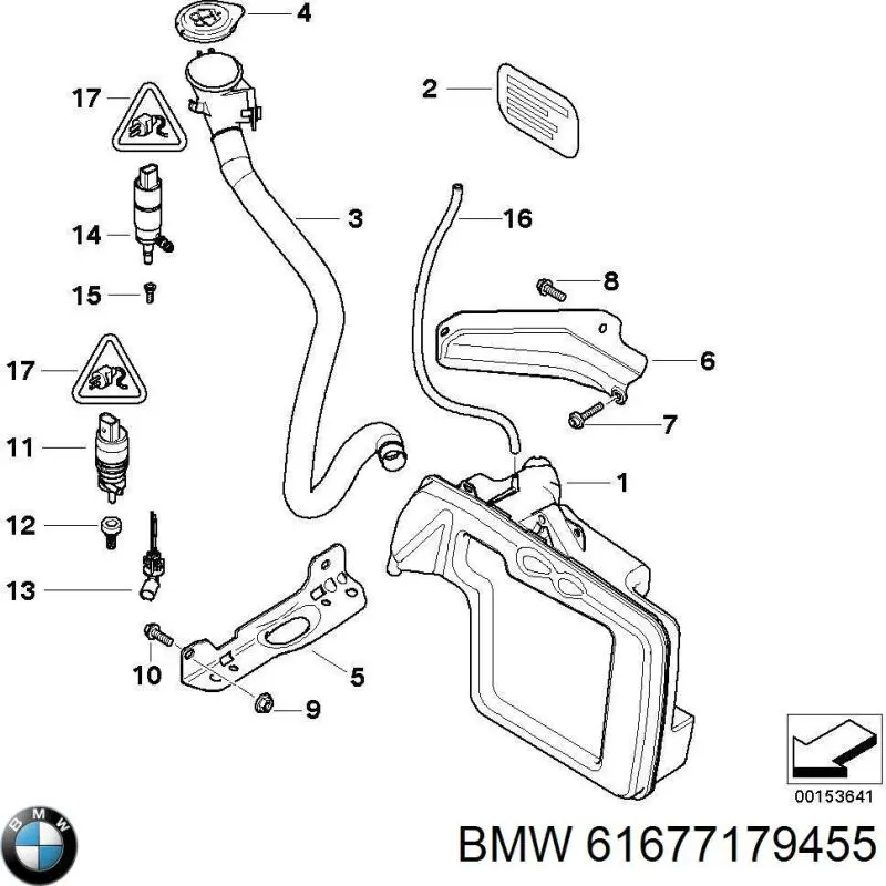 61677179455 BMW Tanque de fluido para lavador das luzes