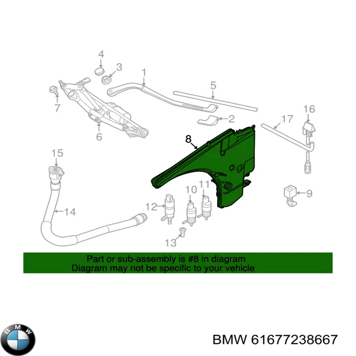 Tanque de fluido para lavador de vidro BMW 61677238667 preço, a partir de 61,29 USD