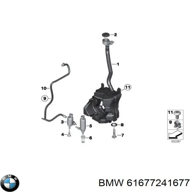 61677241677 BMW Mangueira de fluido para lavador das luzes